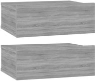 Shumee floating bedside tables 2 pcs, sonoma grey 40 × 30 × 15 cm composite - Night Stand