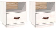 Shumee noční stolky 2 ks, bílé 40 × 34 × 45 cm, masivní borové dřevo, 818298 - Night Stand