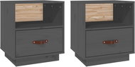 Shumee noční stolky 2 ks, šedé 40 × 34 × 45 cm, masivní borové dřevo - Night Stand