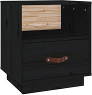 Shumee noční stolek černý 40 × 34 × 45 cm, masivní borové dřevo, 818303 - Night Stand