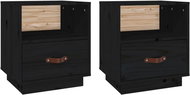 Shumee noční stolky 2 ks, černé 40 × 34 × 45 cm, masivní borové dřevo - Night Stand