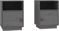 Shumee noční stolky 2 ks, šedé 40 × 34 × 55 cm, masivní borové dřevo, 818320 - Night Stand
