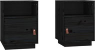 Shumee noční stolky 2 ks, černé 40 × 34 × 55 cm, masivní borové dřevo, 818324 - Night Stand