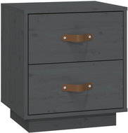 Shumee bedside table grey 40 × 34 × 45 cm, solid pine wood - Night Stand