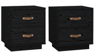 Shumee noční stolky 2 ks, černé 40 × 34 × 45 cm, masivní borové dřevo, 818334 - Night Stand