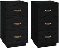 Shumee noční stolky 2 ks, černé 40 × 40 × 75 cm, masivní borové dřevo - Night Stand