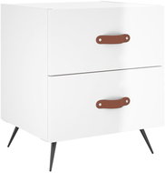 Shumee noční stolek bílý vysoký lesk 40 × 35 × 47,5 cm kompozitní dřevo, 827248 - Night Stand