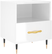 Shumee noční stolek bílý vysoký lesk 40 × 35 × 47,5 cm kompozitní dřevo, 827392 - Night Stand