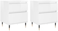 Shumee noční stolky 2 ks, lesklé bílé 40 × 35 × 50 cm kompozitní dřevo, 830657 - Night Stand