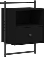 Shumee noční stolek nástěnný černý 40 × 30 × 61 cm kompozitní dřevo - Night Stand