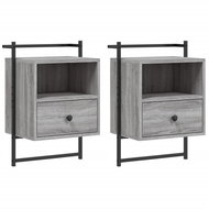 Shumee noční stolky nástěnné 2 ks, šedé sonoma 40 × 30 × 61 cm kompozit - Night Stand