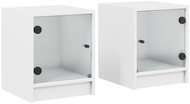 Shumee bedside tables with glass doors 2 pcs, white 35 × 37 × 42 cm - Night Stand