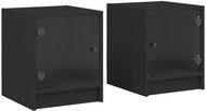 Shumee noční stolky se skleněnými dvířky 2 ks, černé 35 × 37 × 42 cm - Night Stand