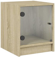 Shumee noční stolek se skleněnými dvířky dub sonoma 35 × 37 × 42 cm - Night Stand