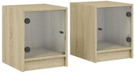 Shumee noční stolky se skleněnými dvířky 2 ks, dub sonoma 35 × 37 × 42 cm - Night Stand