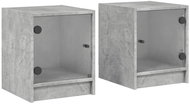 Shumee noční stolky se skleněnými dvířky 2 ks, betonově šedé 35 × 37 × 42 cm - Night Stand