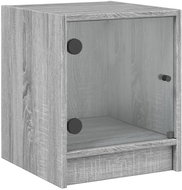 Shumee noční stolek se skleněnými dvířky 2 ks, šedý sonoma 35 × 37 × 42 cm - Night Stand