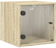Shumee noční stolek se skleněnými dvířky dub sonoma 35 × 37 × 35 cm - Night Stand