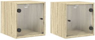 Shumee noční stolky se skleněnými dvířky 2 ks, dub sonoma 35 × 37 × 35 cm - Night Stand