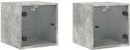 Shumee noční stolky se skleněnými dvířky 2 ks, betonově šedé 35 × 37 × 35 cm - Night Stand