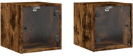 Shumee noční stolky se skleněnými dvířky 2 ks, kouřový dub 35 × 37 × 35 cm - Night Stand