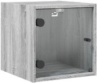 Shumee noční stolek se skleněnými dvířky šedý sonoma 35 × 37 × 35 cm - Night Stand