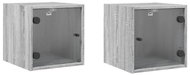 Shumee noční stolky se skleněnými dvířky 2 ks, šedé sonoma 35 × 37 × 35 cm - Night Stand