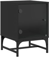 Shumee noční stolek se skleněnými dvířky černý 35 × 37 × 50 cm - Night Stand