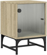 Shumee noční stolek se skleněnými dvířky dub sonoma 35 × 37 × 50 cm - Night Stand