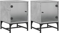 Shumee noční stolky se skleněnými dvířky 2 ks, betonově šedé 35 × 37 × 50 cm - Night Stand