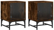 Shumee noční stolky se skleněnými dvířky 2 ks, kouřový dub 35 × 37 × 50 cm - Night Stand