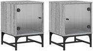 Shumee noční stolky se skleněnými dvířky 2 ks, šedé sonoma 35 × 37 × 50 cm - Night Stand