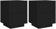 Shumee noční stolky s LED osvětlením 2 ks, černé kompozitní dřevo - Night Stand