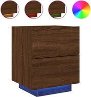 Shumee noční stolek s LED osvětlením hnědý dub kompozitní dřevo, 836747 - Night Stand
