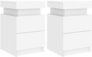 Shumee noční stolky s LED osvětlením 2 ks, bílé 35 × 39 × 55 cm - Night Stand