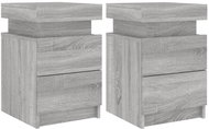 Shumee noční stolky s LED osvětlením 2 ks, šedé sonoma 35 × 39 × 55 cm - Night Stand