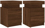 Shumee noční stolky s LED osvětlením 2 ks, hnědý dub 35 × 39 × 55 cm - Night Stand