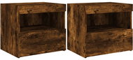 Shumee noční stolky s LED osvětlením 2 ks, kouřový dub 50 × 40 × 45 cm - Night Stand