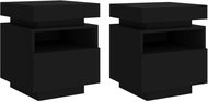 Shumee noční stolky s LED osvětlením 2 ks, černé 40 × 39 × 48,5 cm - Night Stand