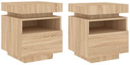 Shumee noční stolky s LED osvětlením 2 ks, dub sonoma 40 × 39 × 48,5 cm - Night Stand