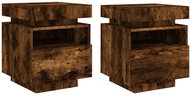 Shumee noční stolky s LED osvětlením 2 ks, kouřový dub 40 × 39 × 48,5 cm - Night Stand