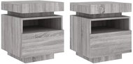 Shumee noční stolky s LED osvětlením 2 ks, šedé sonoma 40 × 39 × 48,5 cm - Night Stand