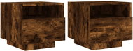 Shumee noční stolky s LED osvětlením 2 ks, kouřový dub 40 × 39 × 37 cm - Night Stand