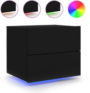 Shumee wall-mounted bedside table with LED lighting black, 836814 - Night Stand
