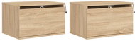 Shumee nástěnné noční stolky s LED osvětlením 2 ks, dub sonoma, 836831 - Night Stand