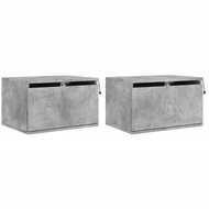 Shumee nástěnné noční stolky s LED osvětlením 2 ks, betonově šedé, 836833 - Night Stand