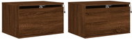 Shumee wall-mounted bedside tables with LED lighting 2 pcs, brown oak, 836839 - Night Stand