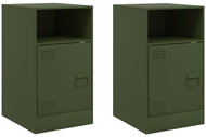 Shumee noční stolky 2 ks, olivově zelené 34,5 × 39 × 62 cm ocel - Night Stand