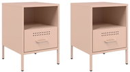 Shumee bedside tables 2 pcs, pink 36 × 39 × 50,5 cm cold rolled steel - Night Stand