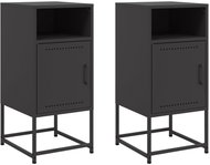 Shumee bedside tables 2 pcs, black 36 × 39 × 78 cm steel, 846567 - Night Stand